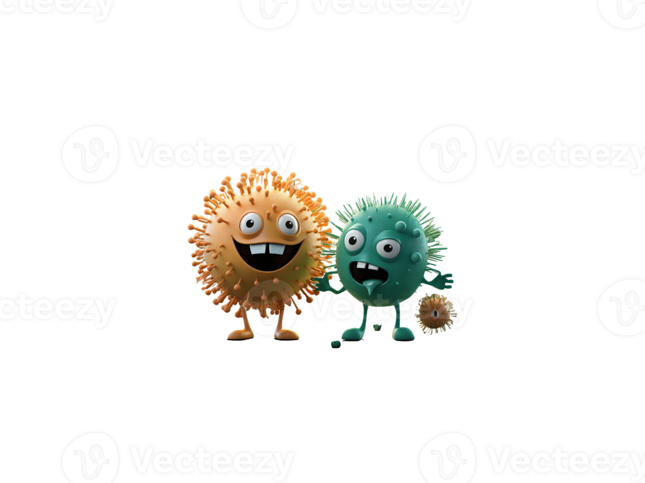 Germs, bacteria, 3D cartoon characters png