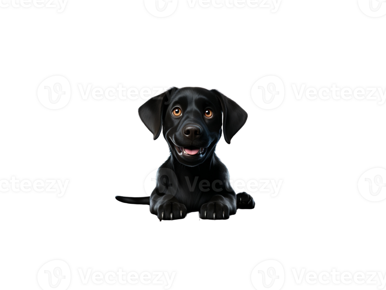 Cute black dog 3D cartoon character png