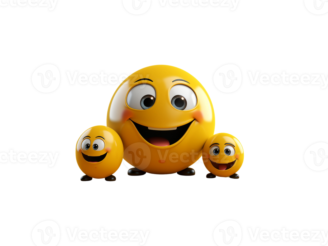 happy smiles, 3D cartoon characters, emojis, png