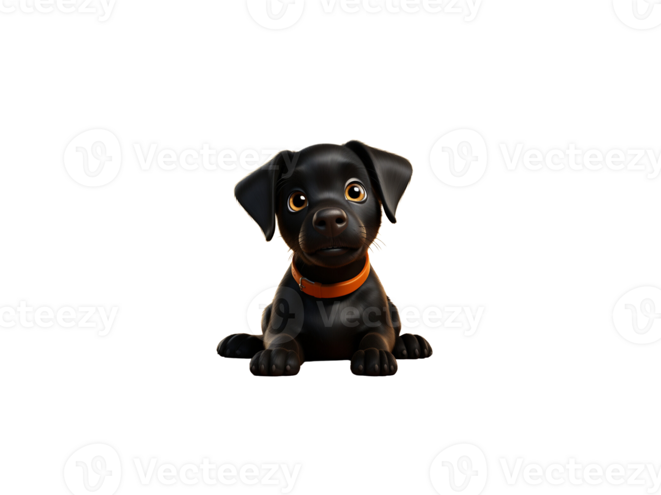 Cute black dog 3D cartoon character png