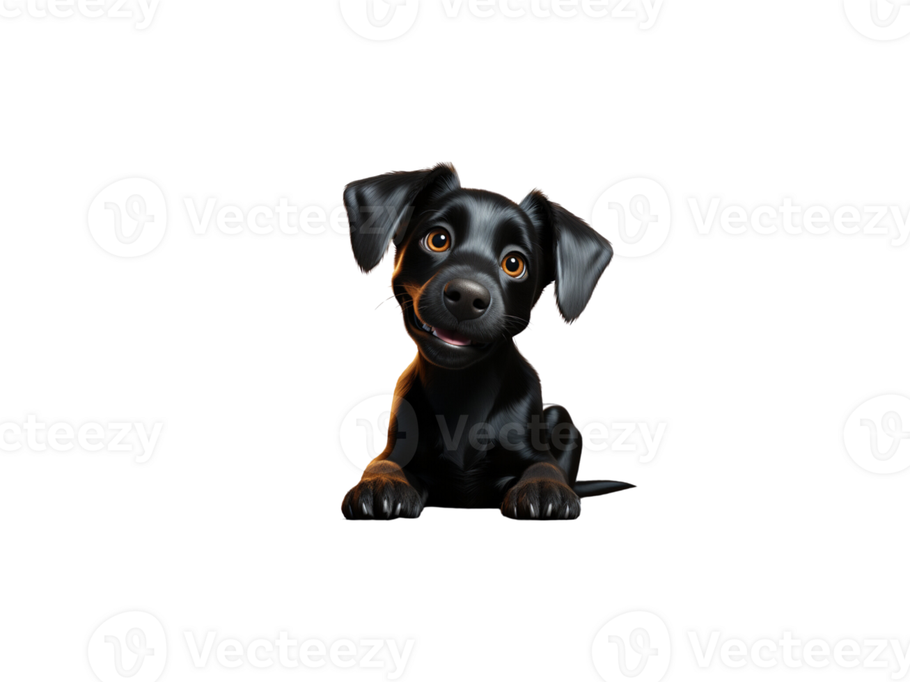 Cute black dog 3D cartoon character png