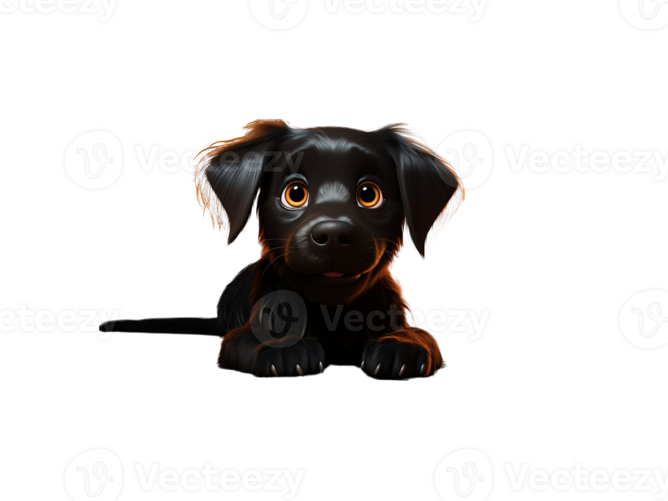 Cute black dog 3D cartoon character png