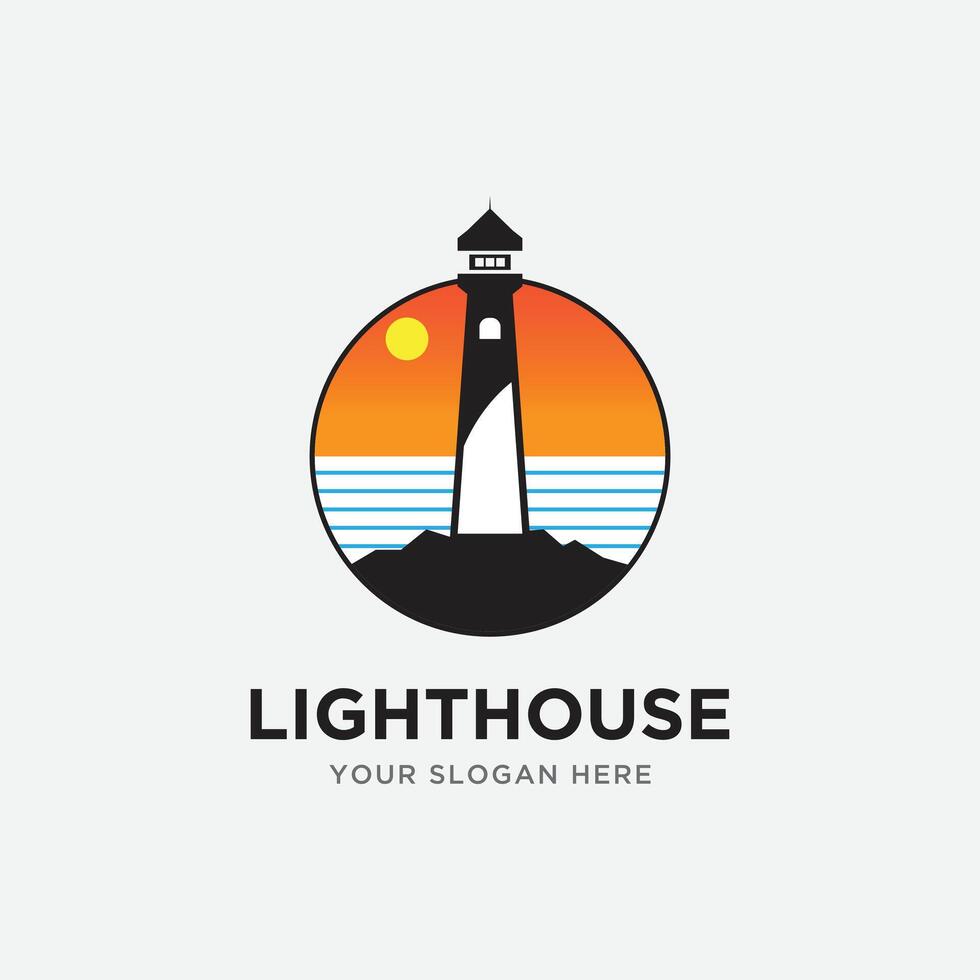 lighthouse logo design template vector