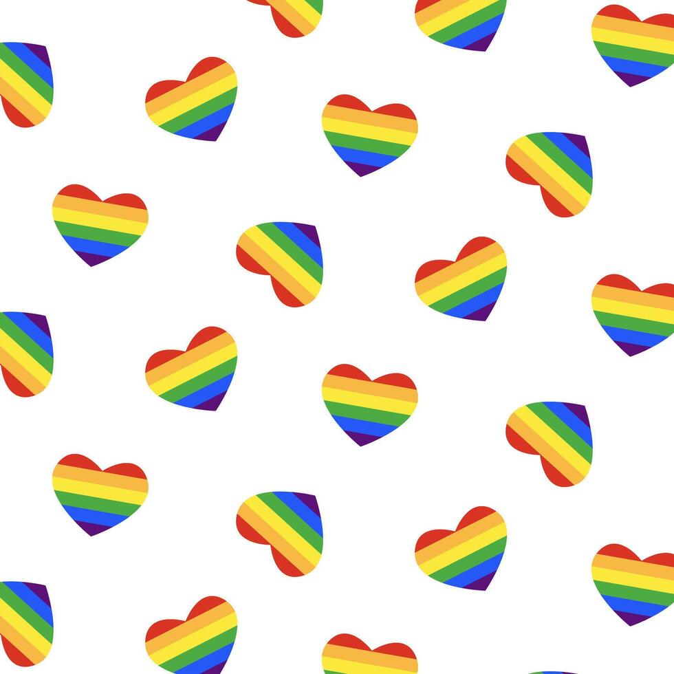 Seamless pattern LGBT rainbow heart. Pride Month concept. vector
