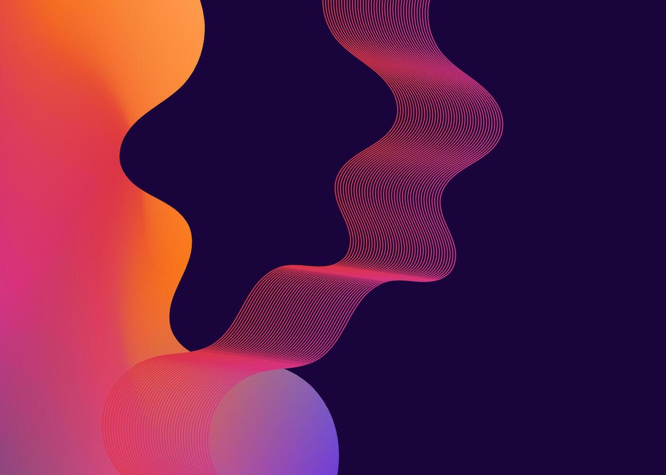 Fluid gradient mesh with wave line vector