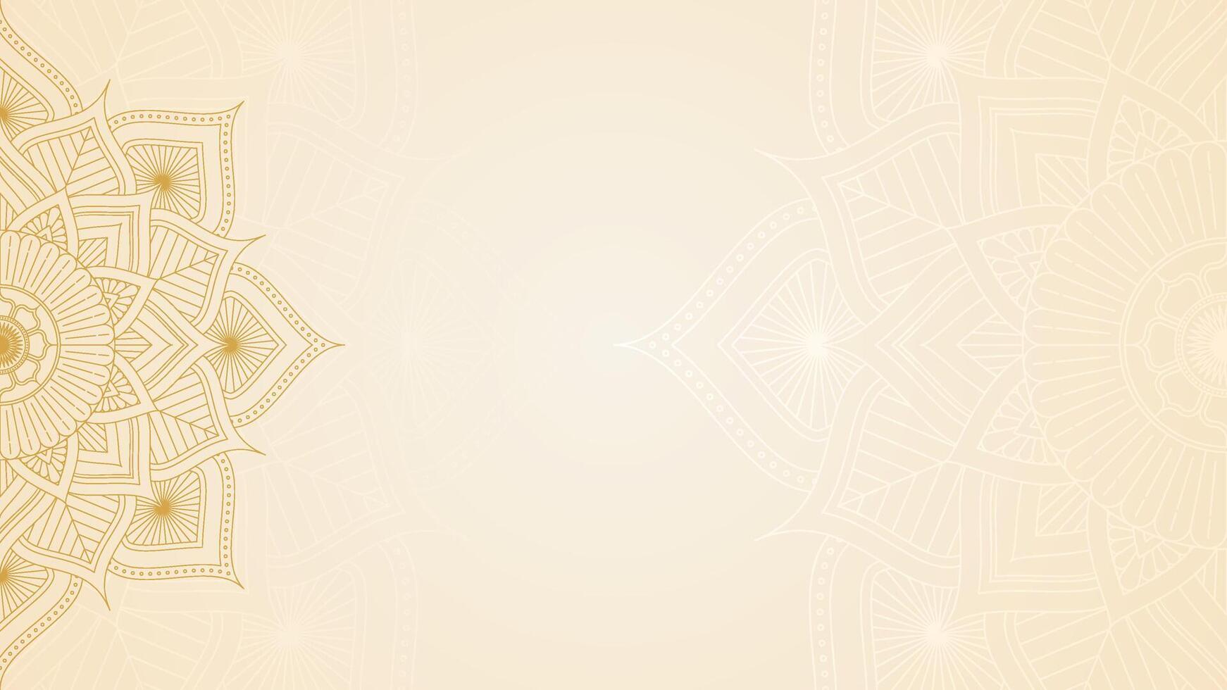 Simple Luxury Radiant Gold Background Decorated With Golden Petal Mandala Art Texture Design vector