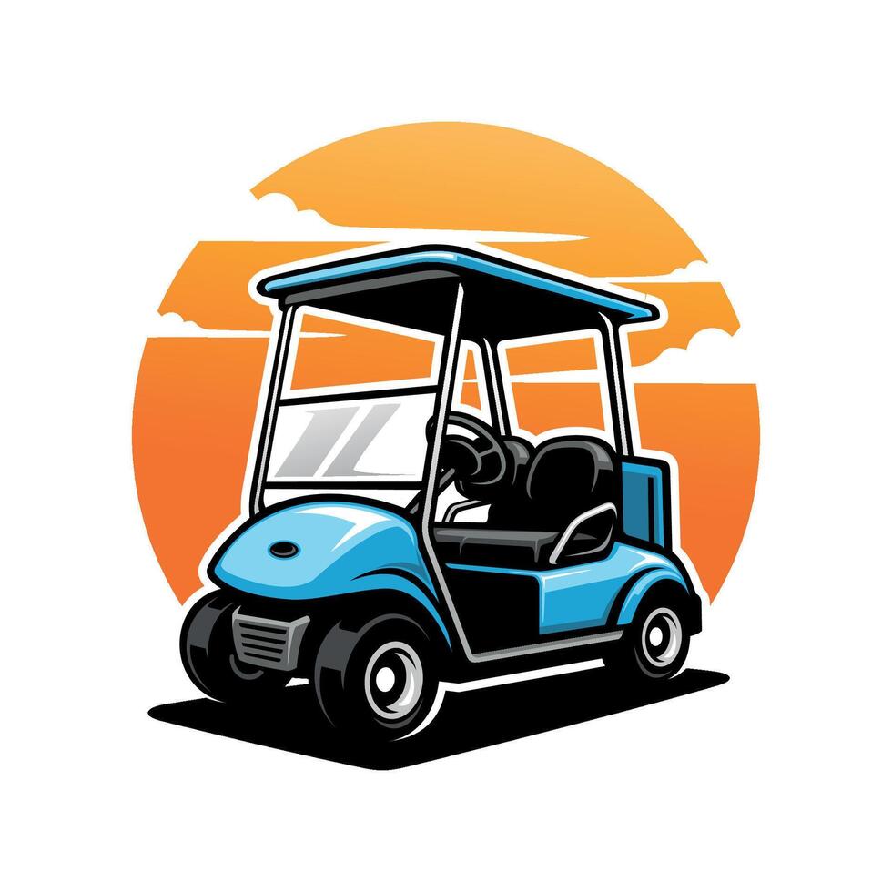 electric vehicle golf cart illustration color vector