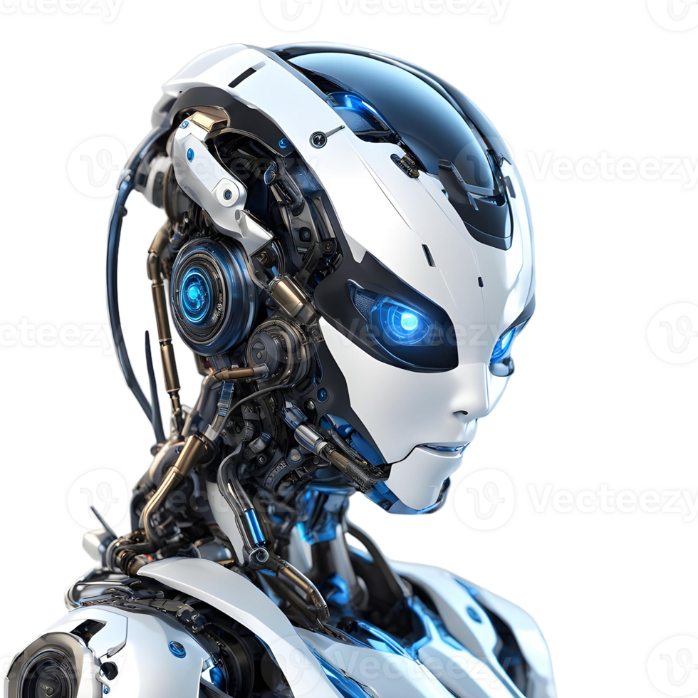 3d rendering close-up artificial intelligence robot with graphic display png