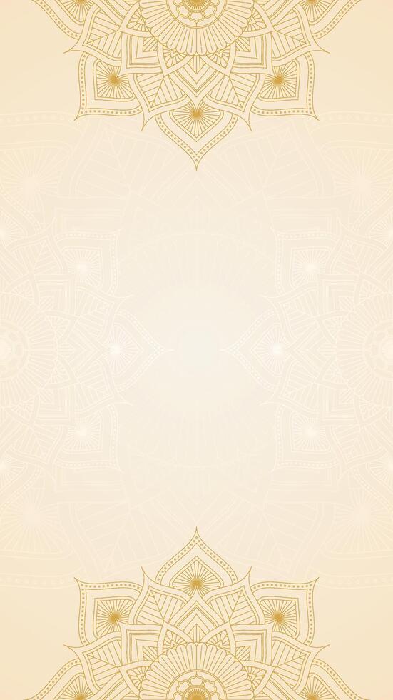 Simple Cream Yellow Vertical Background Decorated With Regal Gold Flourish Mandala Texture Design vector
