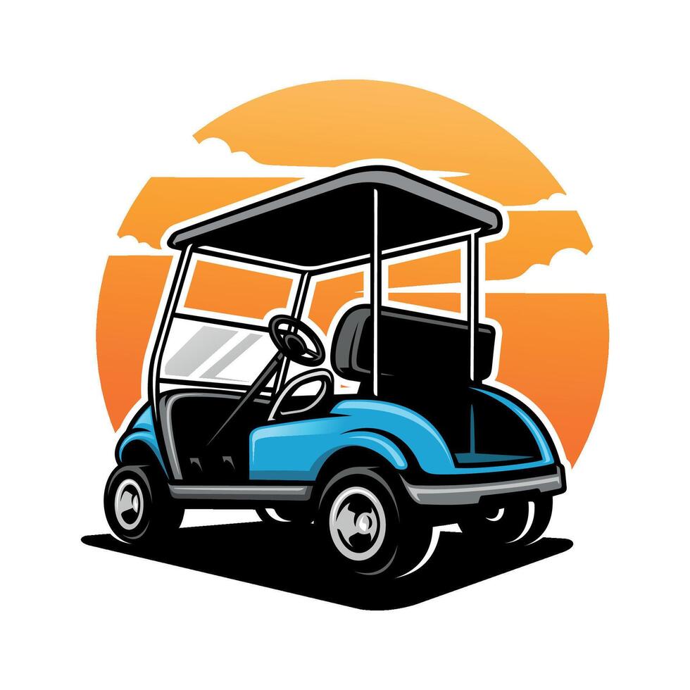 electric vehicle golf cart illustration color vector