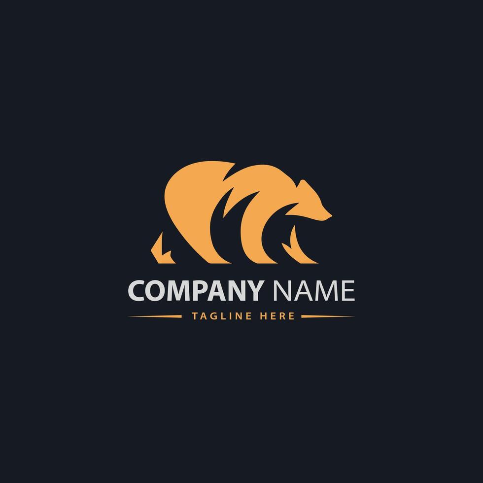 Bear logo template element isolated on black background - illustration vector