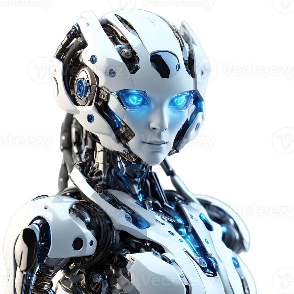 3d rendering close-up artificial intelligence robot with graphic display png