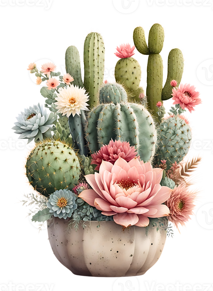The beauty of cactus nature on a transparent background png
