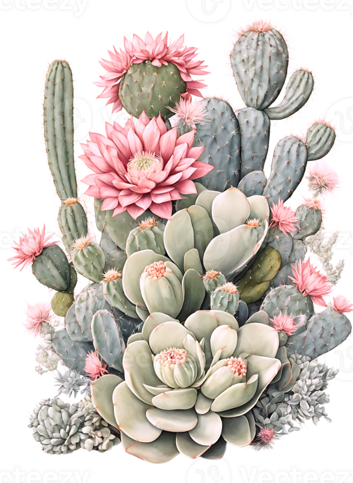 The beauty of cactus nature on a transparent background png