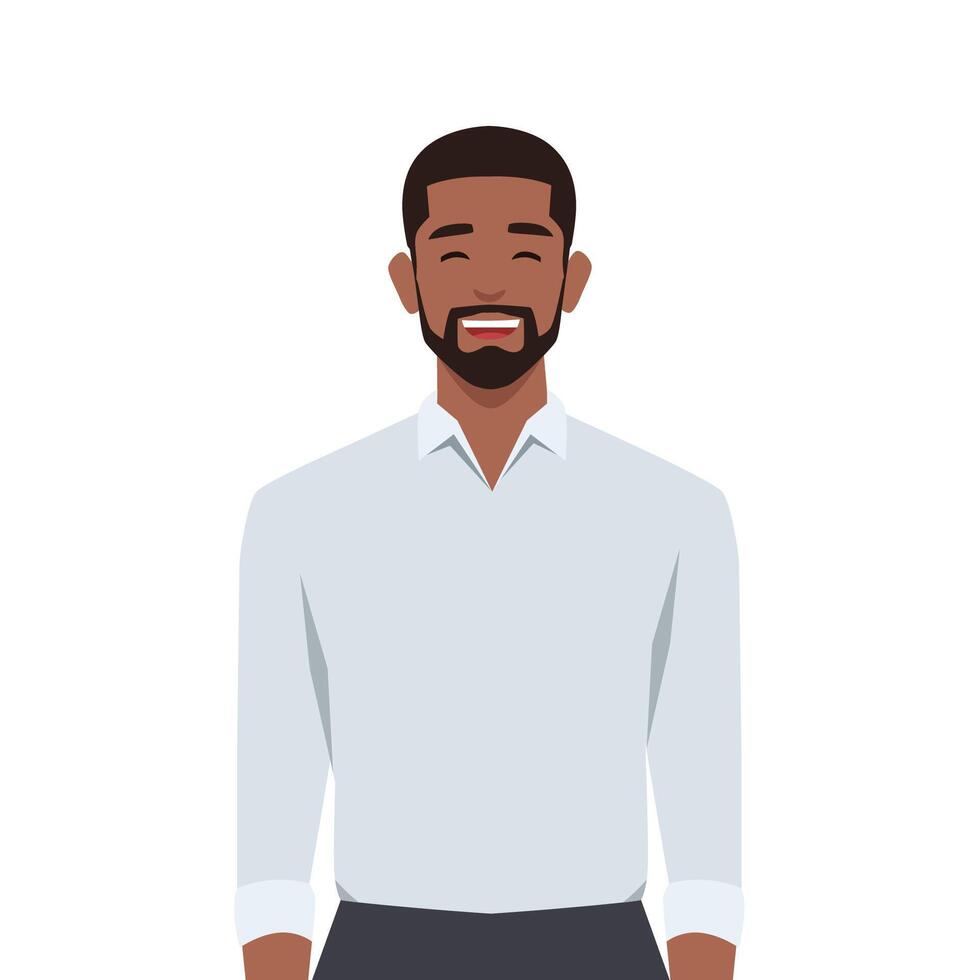 Young man Smile standing in front of camera and laughing. vector