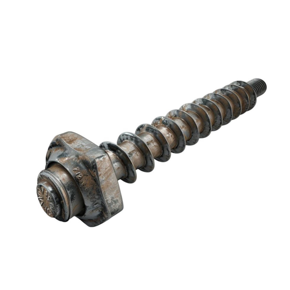 Generated AI Tool Anchor bolt Brick Rock, Nut bolt isolated on transparent background png