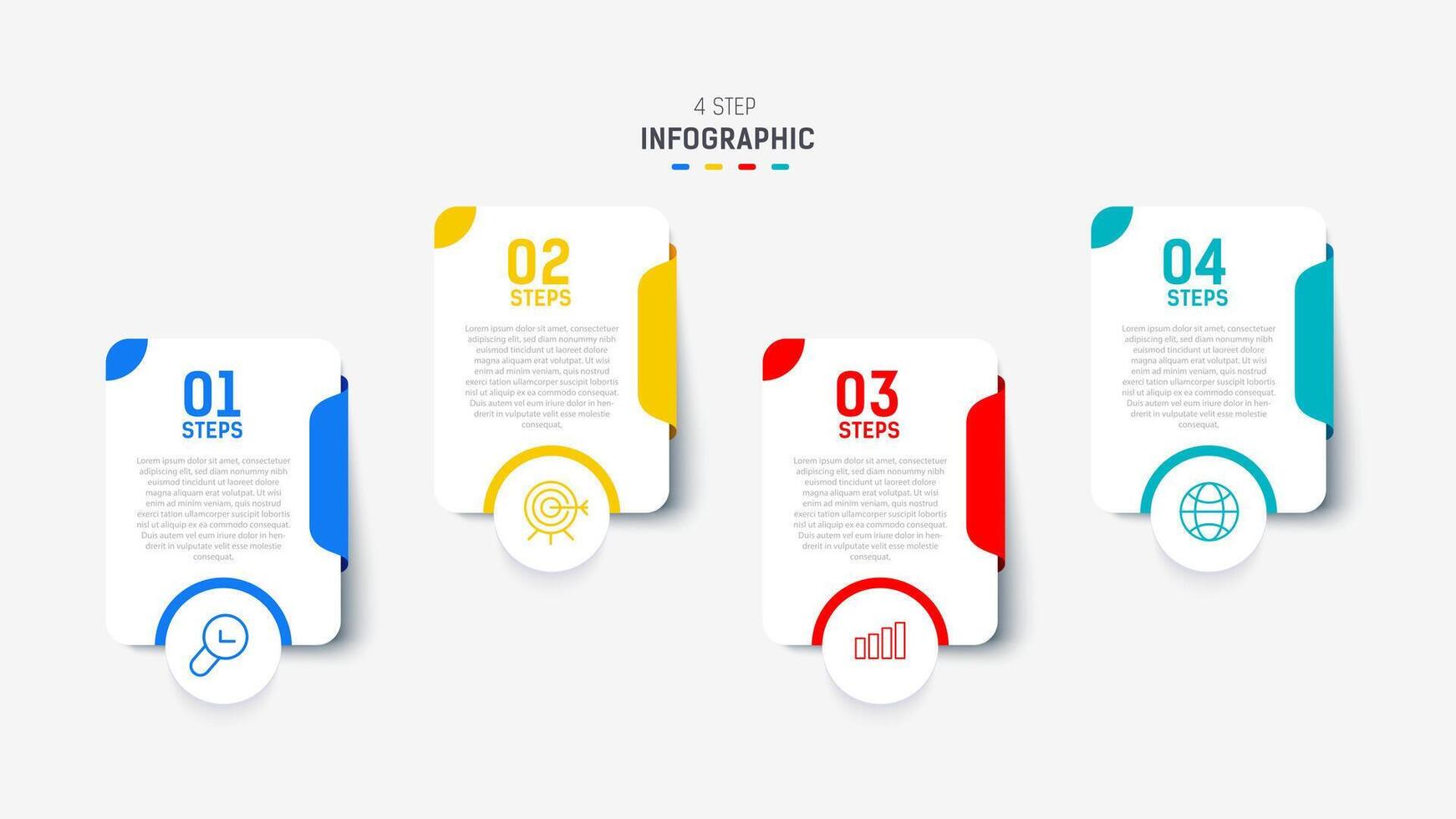 Four Step Infographic element design template for presentation. process diagram and presentations step, workflow layout, banner, flow chart, info graphic illustration. vector