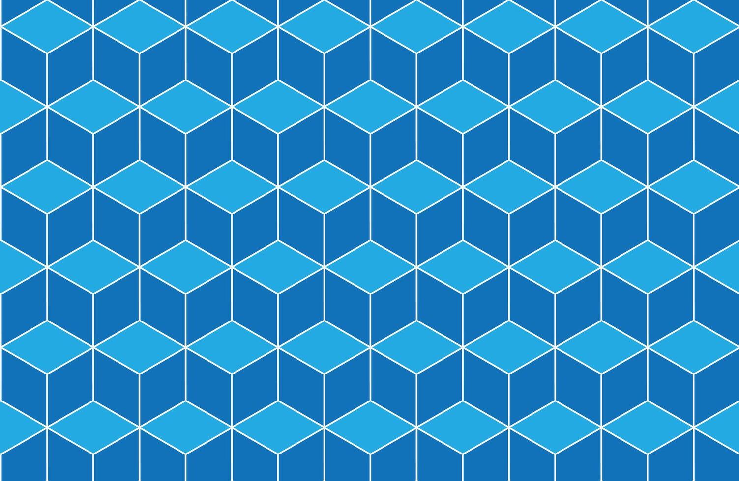 Seamless geometric pattern with 3d blue cube. Illustration vector