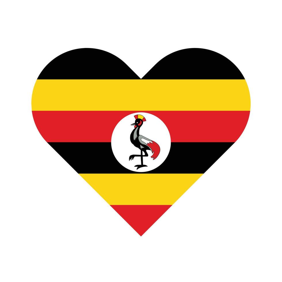 National Flag of Uganda. Uganda Flag. Uganda Heart flag. vector