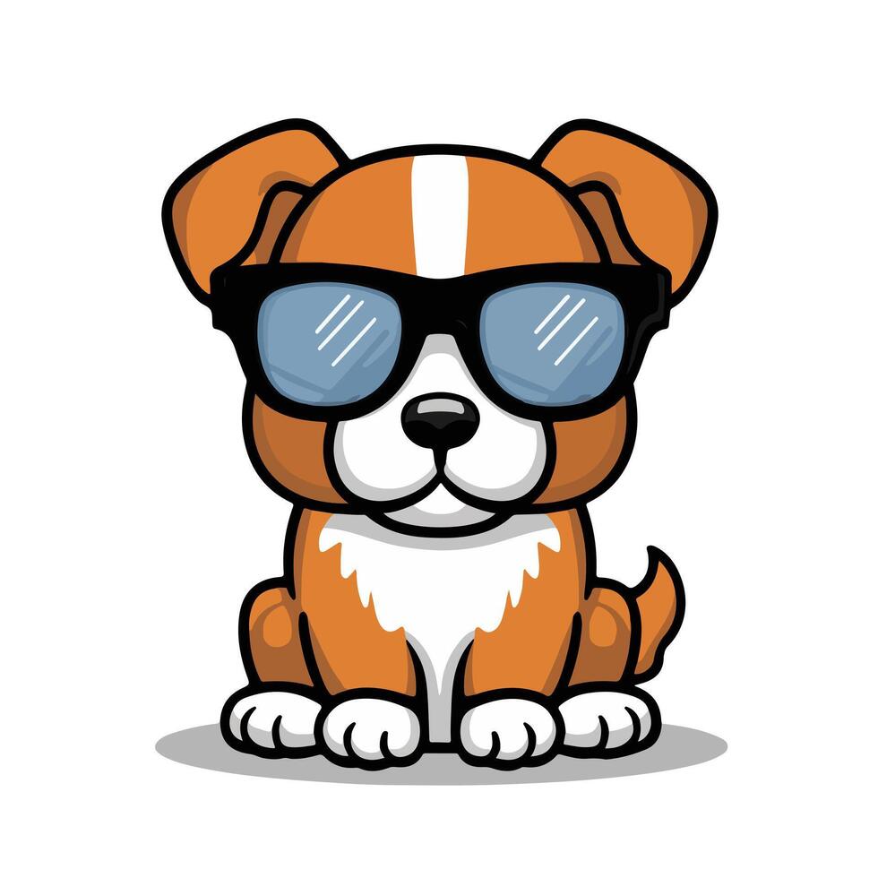 cute dog wearing a sunglass vector
