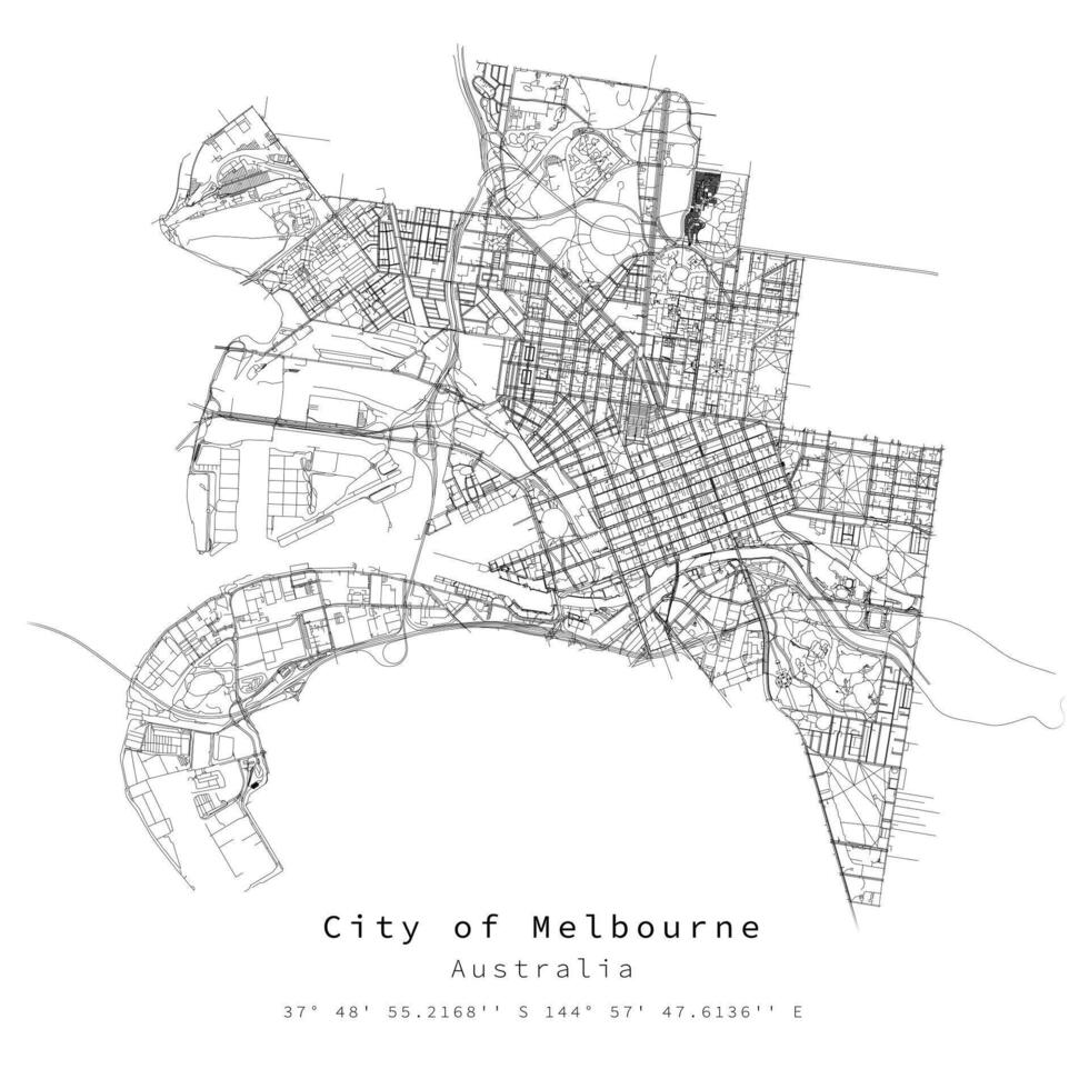Melbourne,Australia,Urban detail Streets Roads Map, element template image vector
