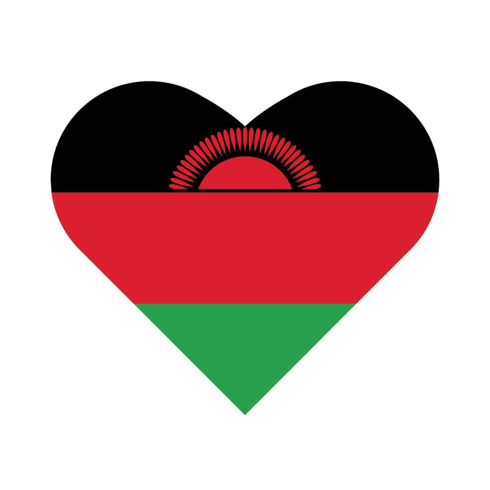 National Flag of Malawi. Malawi Flag. Malawi Heart flag. vector