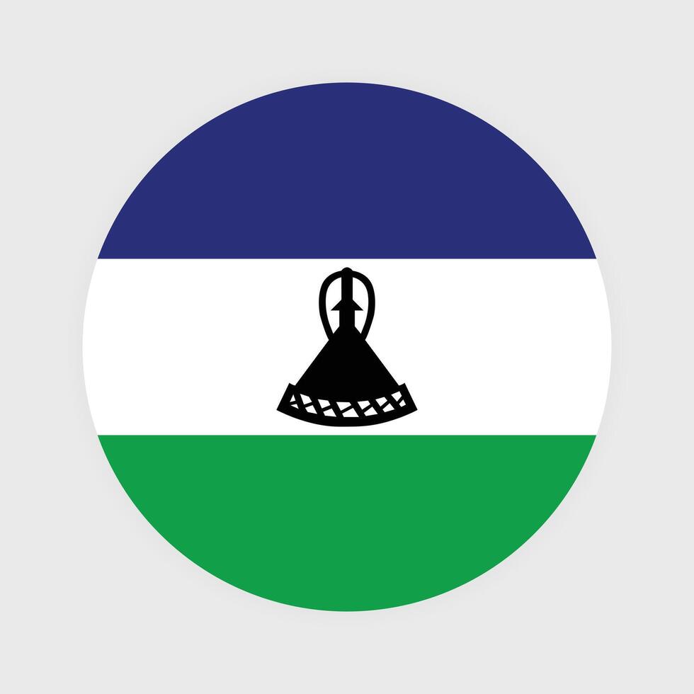 National Flag of Lesotho. Lesotho Flag. Lesotho Round flag. vector