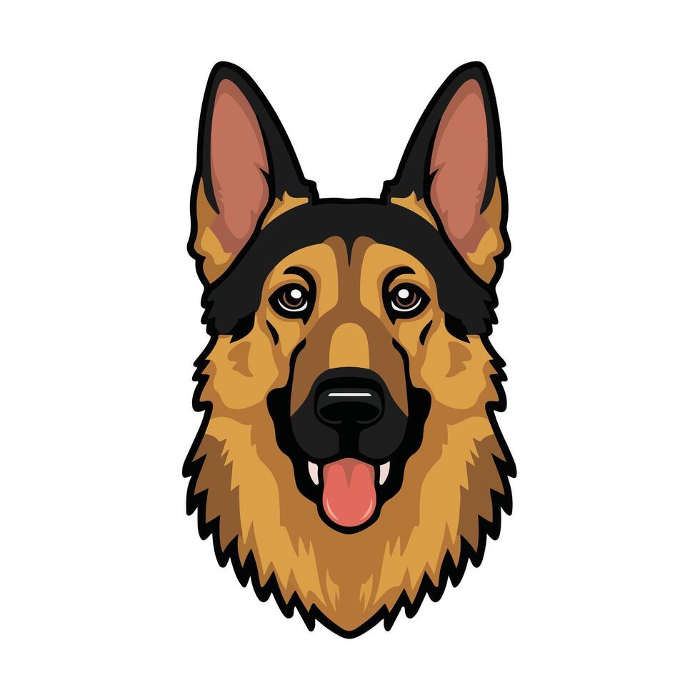 a cartoon art of a jerman shepherd dog face vector