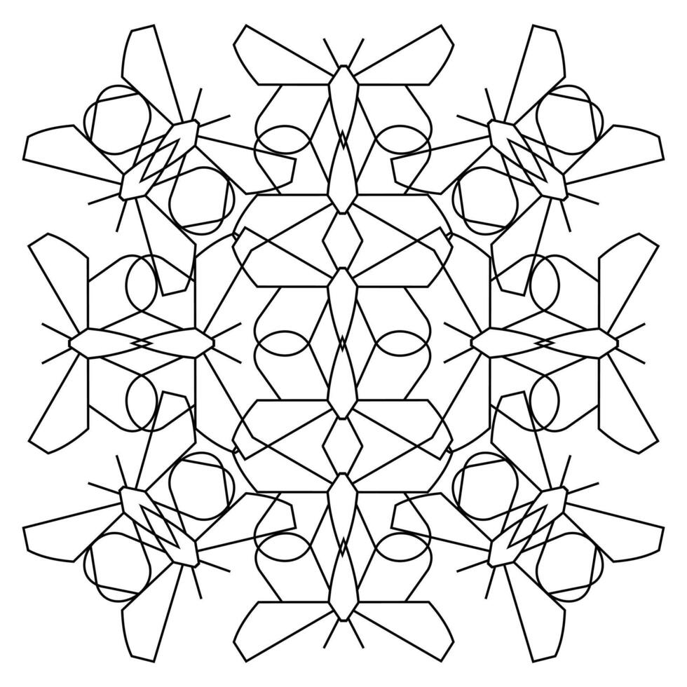 Ornament in black color from geometric figures of butterflies in combinatorics style on a white background vector