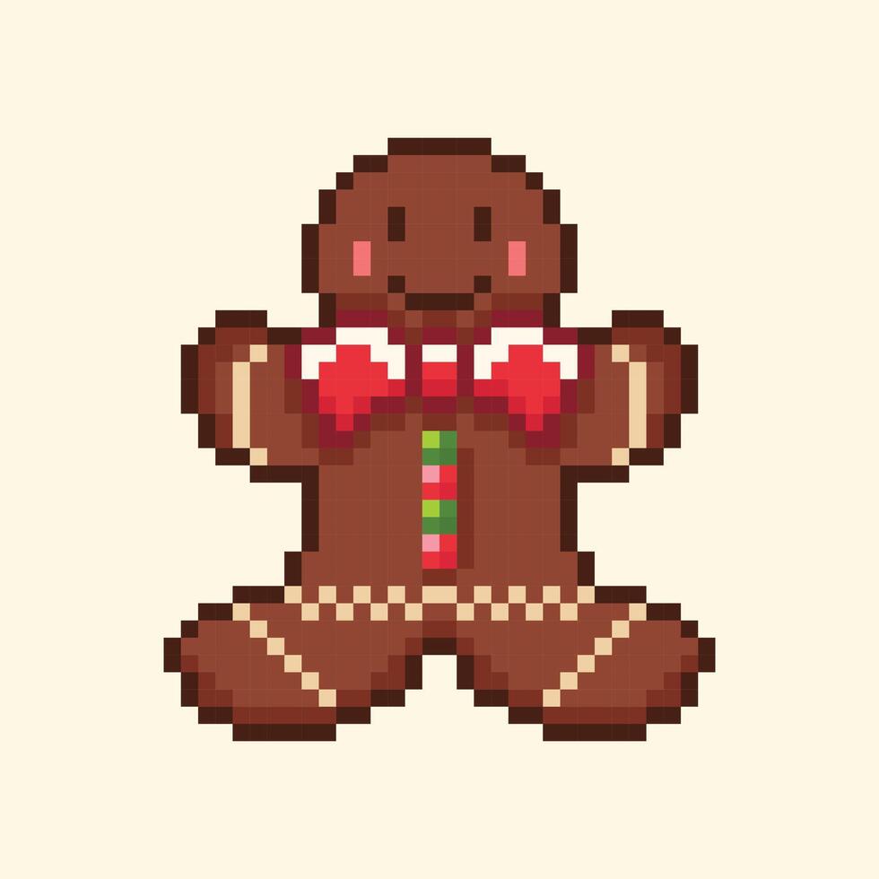 Gingerbread in pixel art illustration vector