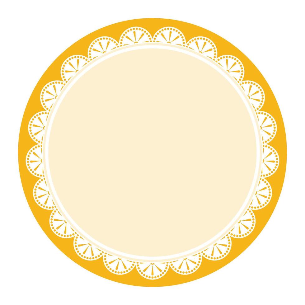 Simple Classic Yellow Circle Shape with Decorative Round Patterns Design vector
