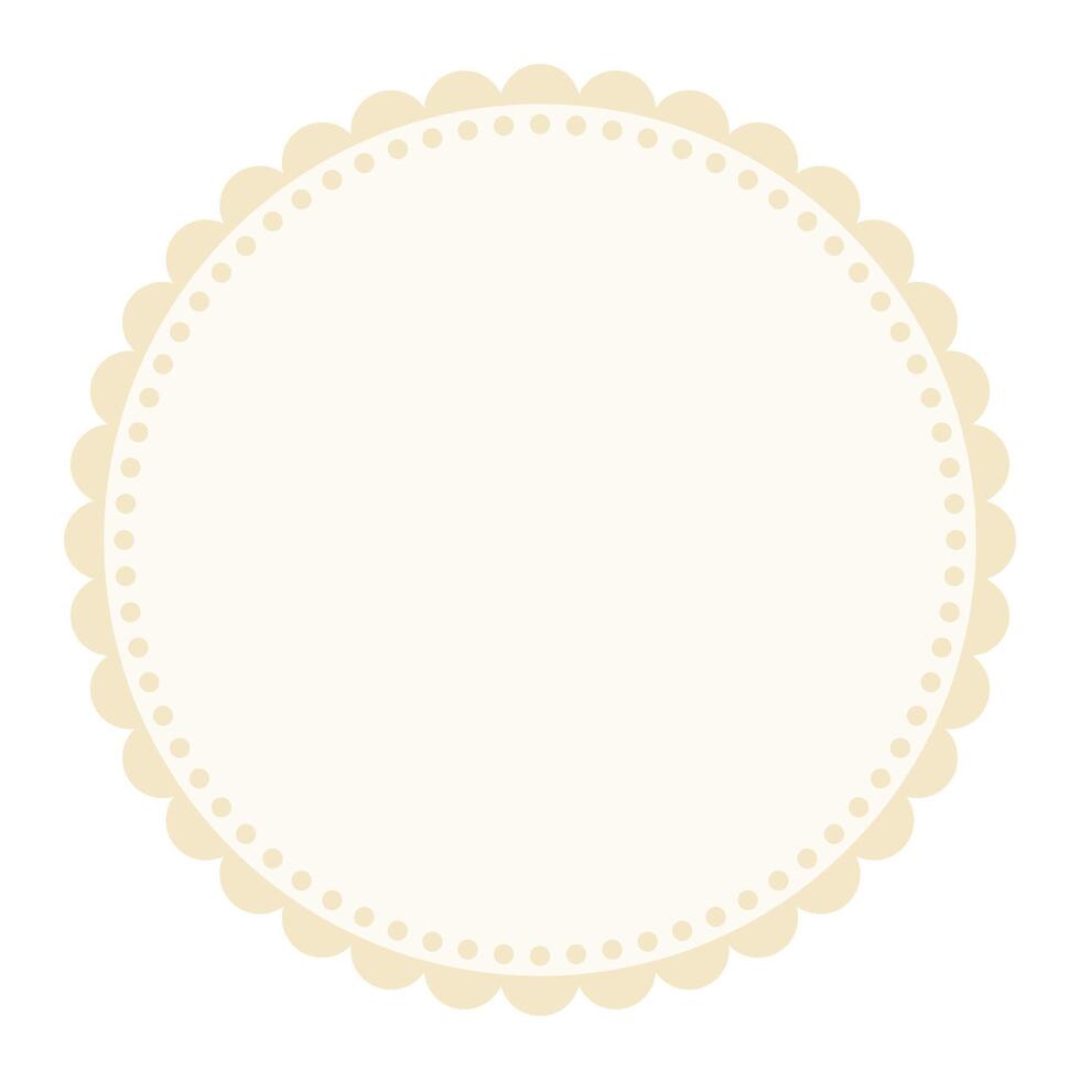 Soft And Simple Vanilla Brown Colored Blank Circular Sticker Label Element Design with Decorative Border Ornaments vector