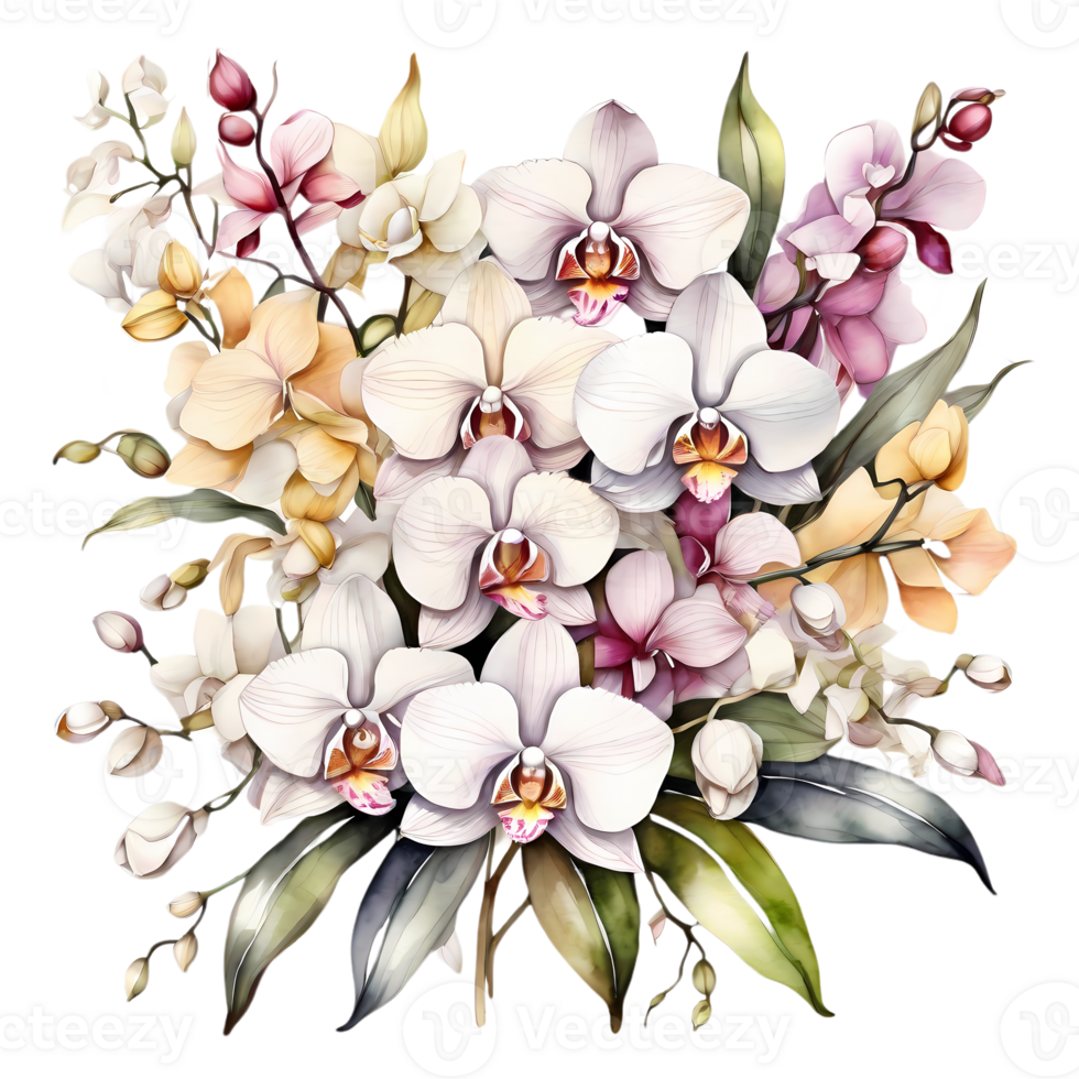 Natural beauty of white orchids on transparent background png