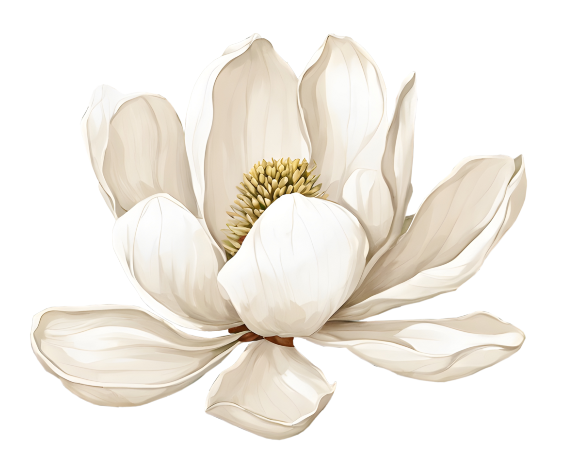 Watercolor blooming single magnolia flower illustration. Ai-Generated png