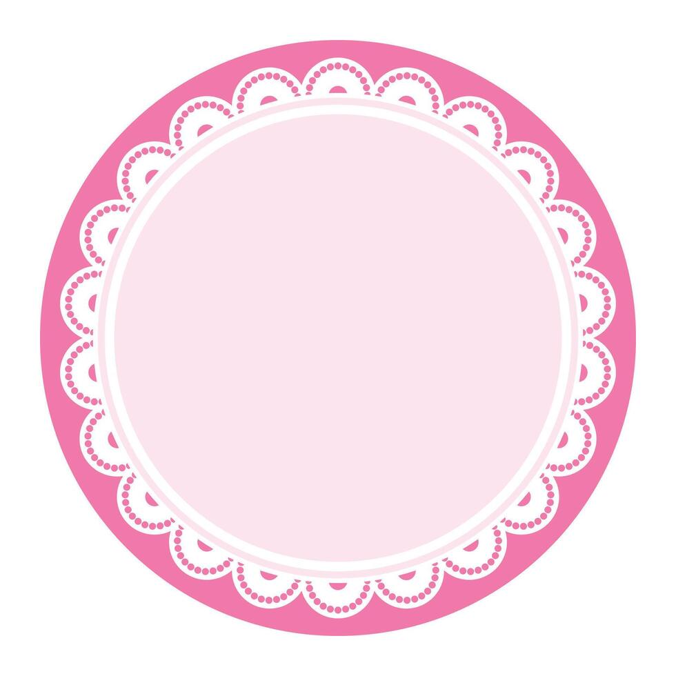 Simple Elegant Bold Pink Lace Decorated With Circular Edge Design vector