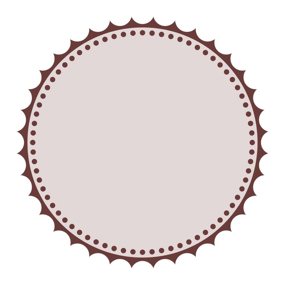 Elegant Dark Brown Round Detailed Packaging Classic Blank Sticker Badge Plain Background Design vector