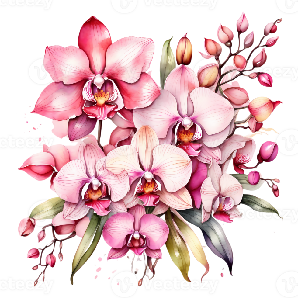 Natural beauty of purple orchids on transparent background png