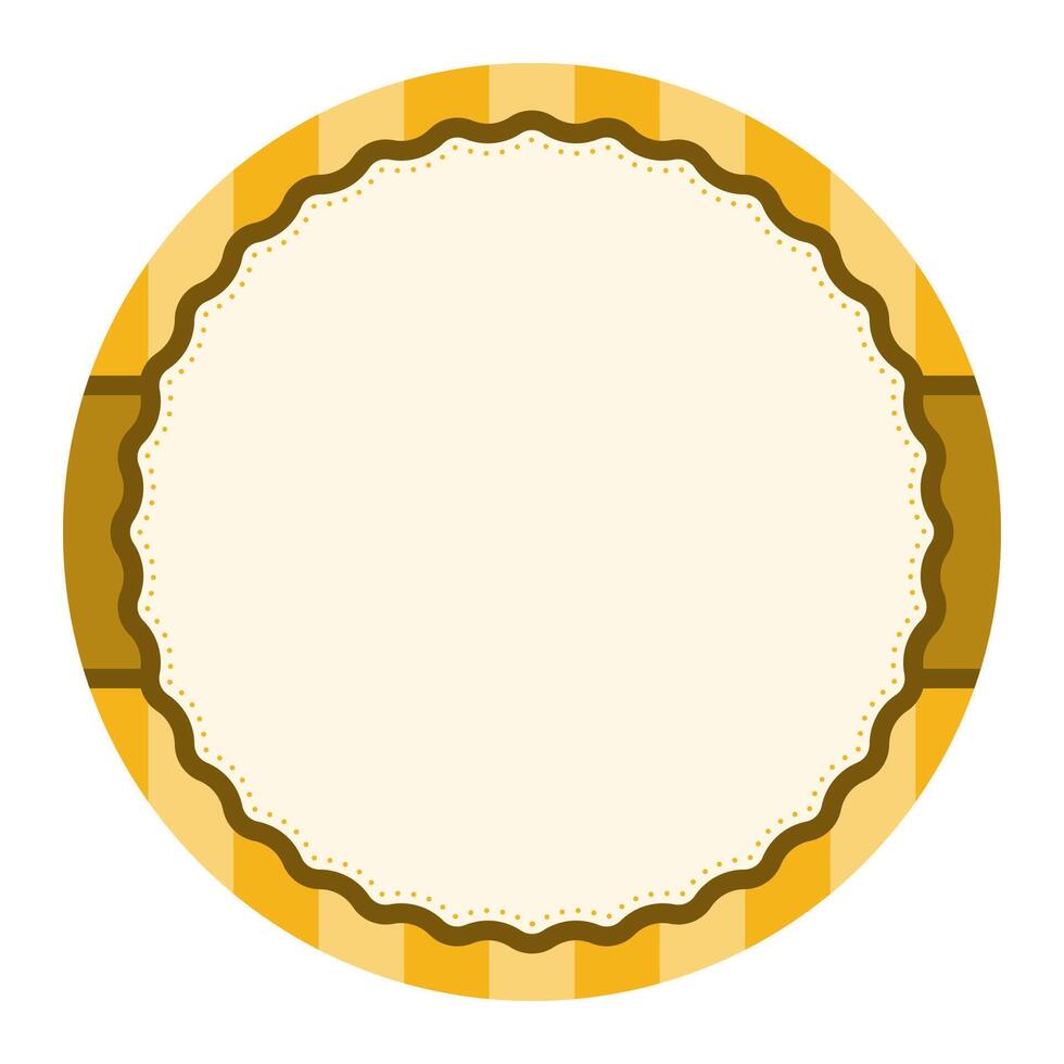 Simple Yellow Plain Round Circle Background Design With Scalloped Edge And Stripe Ornament vector
