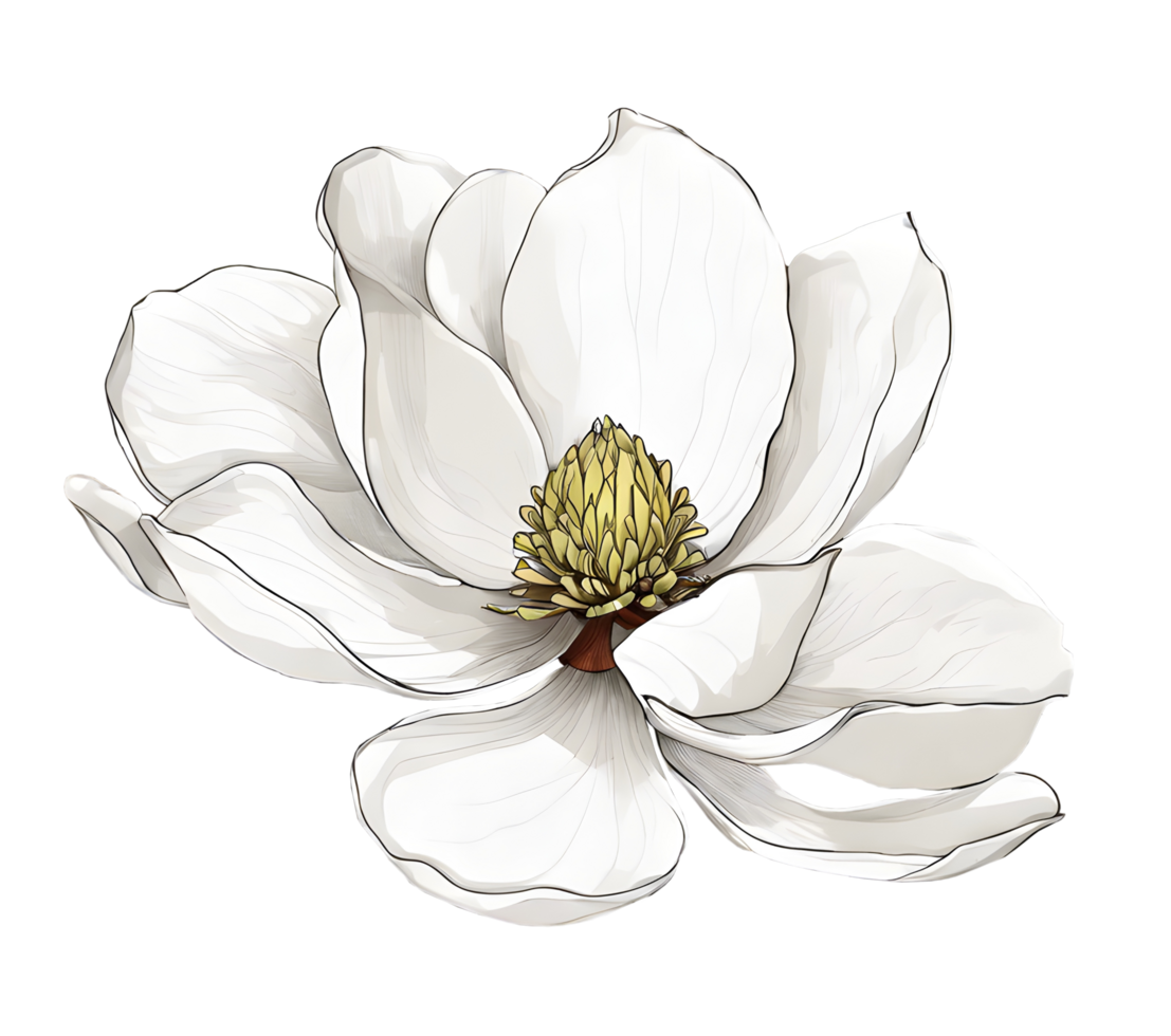 Watercolor blooming single magnolia flower illustration. Ai-Generated png