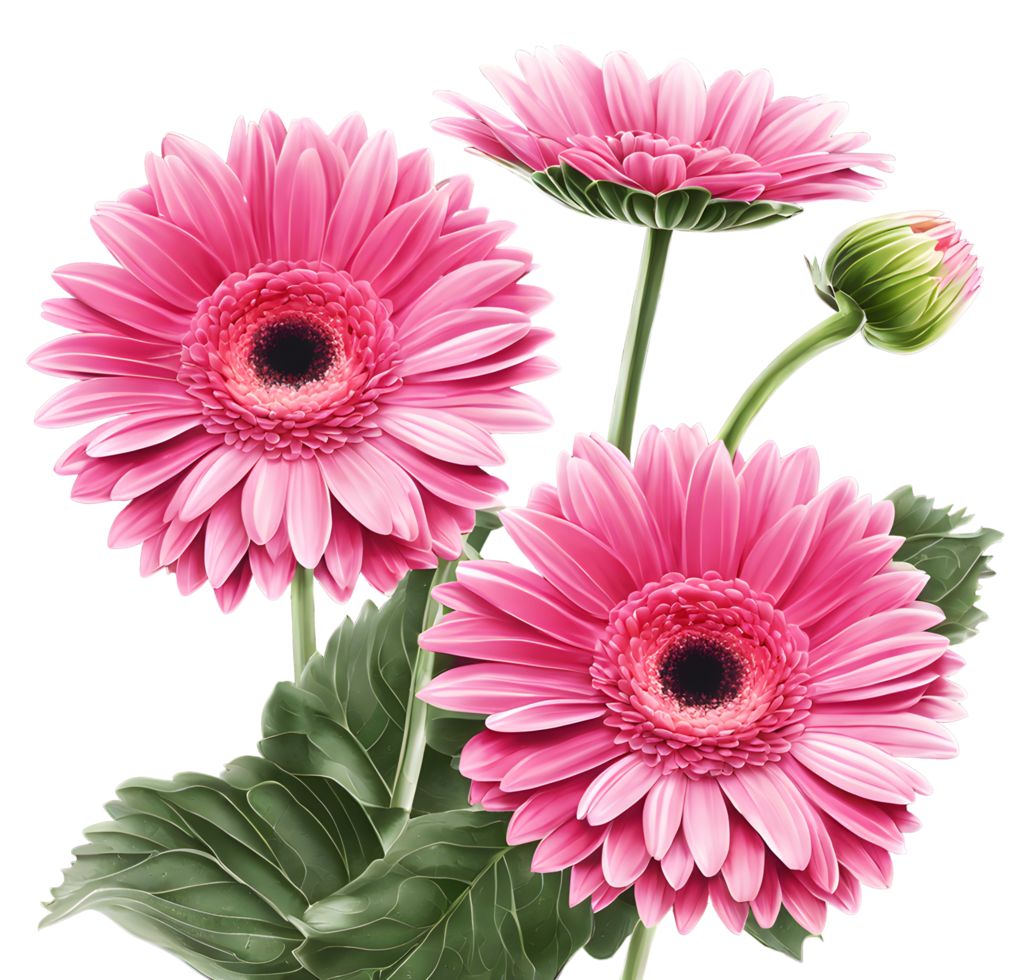 aguarela florescendo Rosa gerbera margarida ramo ilustração. gerado por IA png