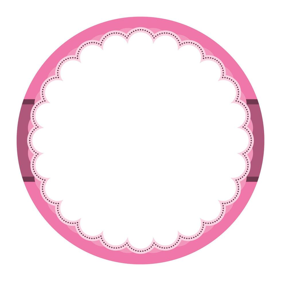 Simple Pink Ornamental Round Sticker Plain Label Blank Background Seal Design vector