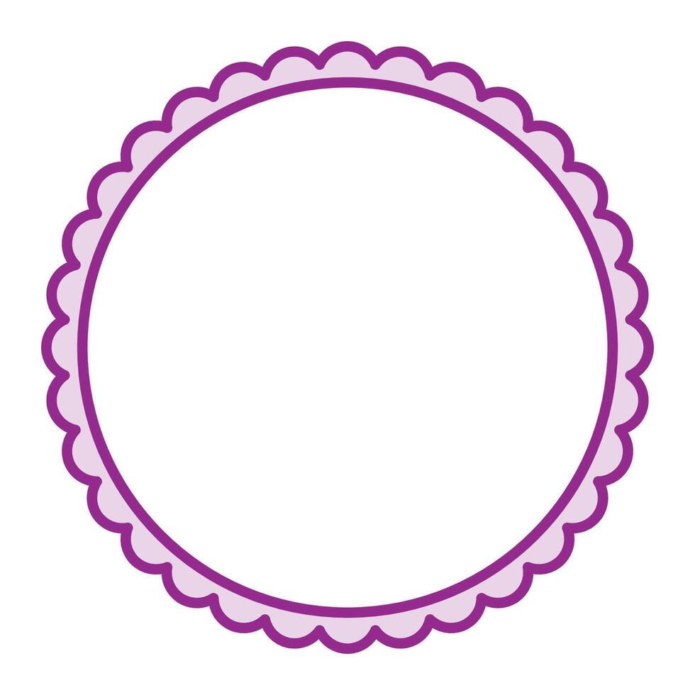 Simple Purple Circular Blank Background With Scallop Frame Border Ornament vector