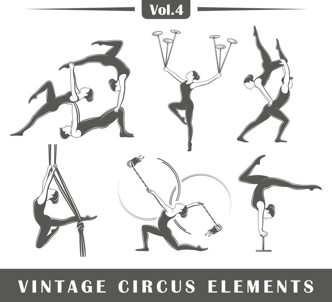 conjunto de elementos de el circo aislado en blanco antecedentes vector