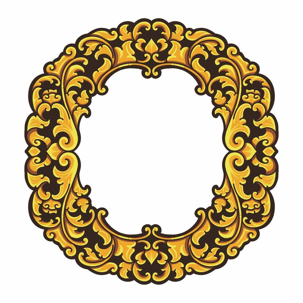 Isolated borders or frames ornament. Ornamental elements for your designs. Black and gold colors. Floral carving decoration for postcards or invitations for social media. vector