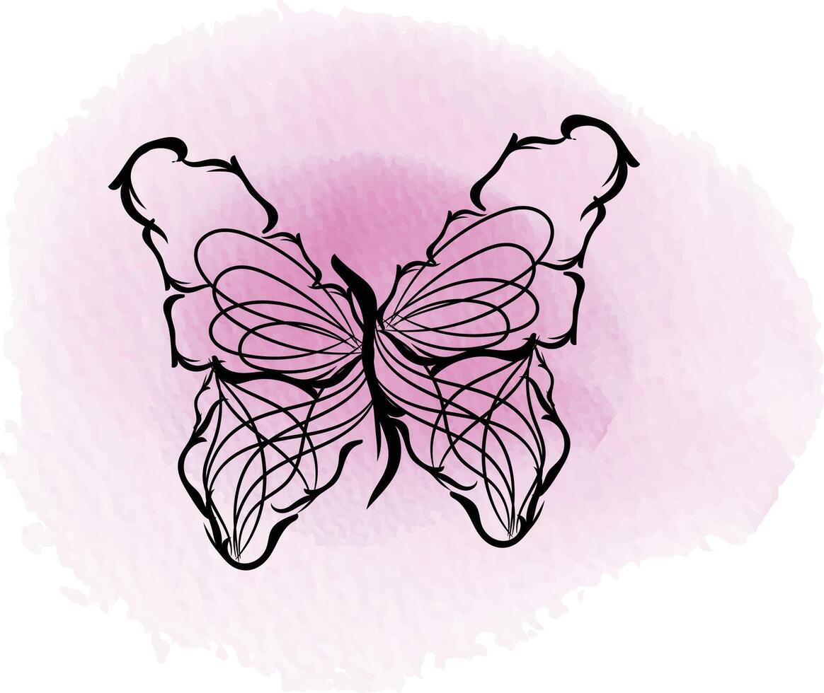 linear flat butterfly outline collection vector