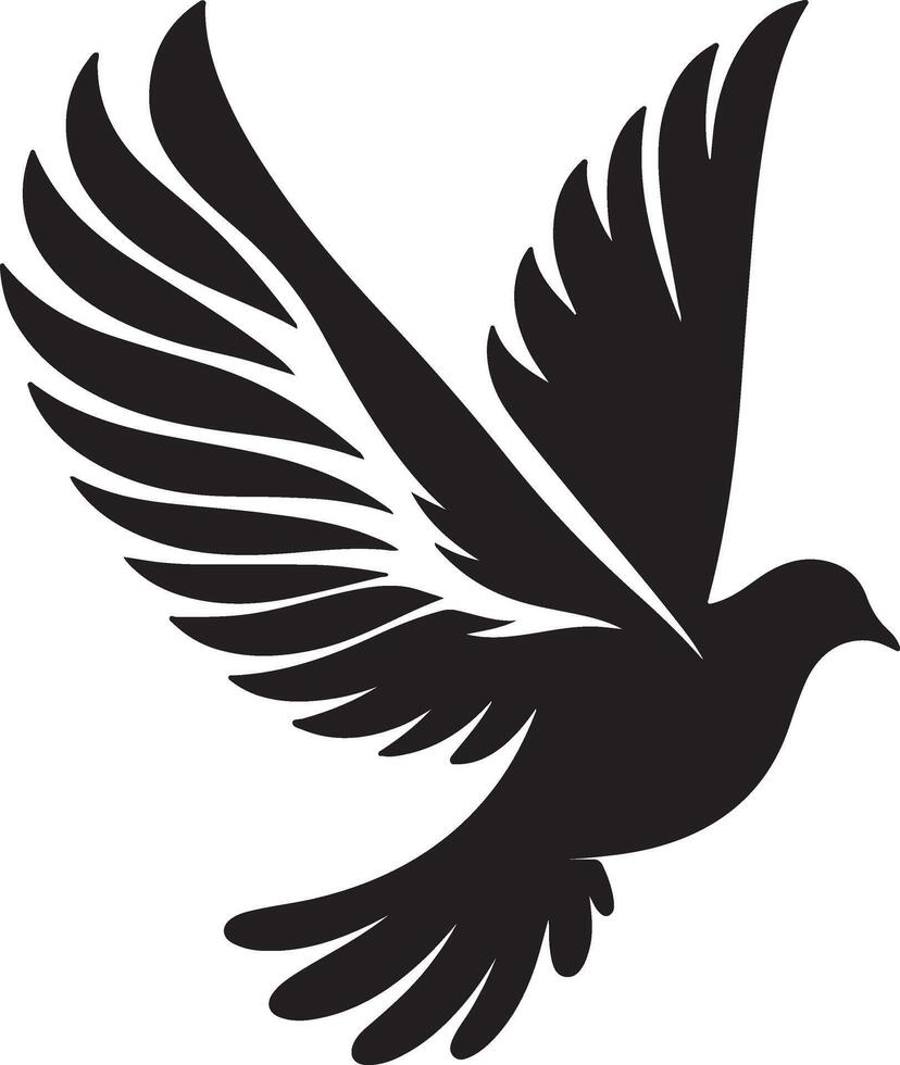 Flying Dove silhouette Pigeon black icon on white background vector