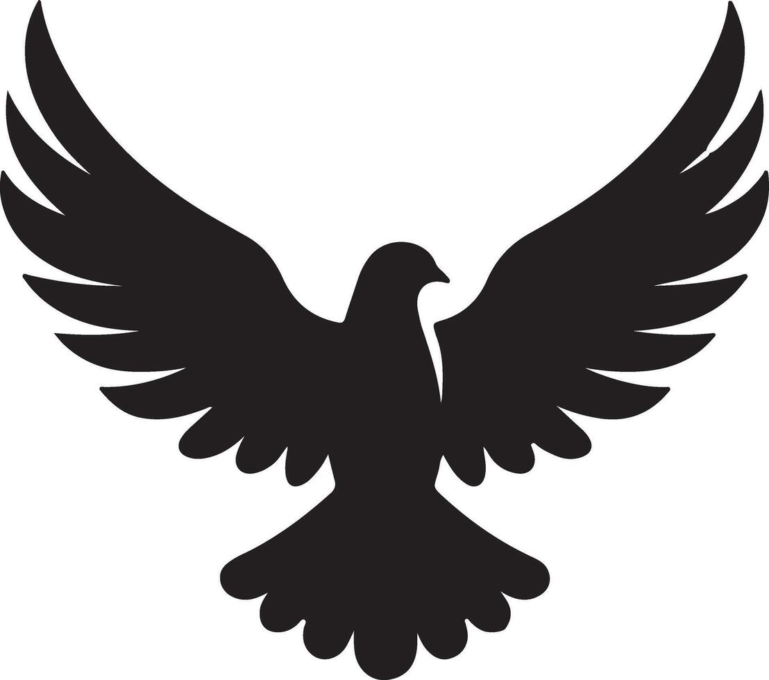 Flying Dove silhouette Pigeon black icon on white background vector