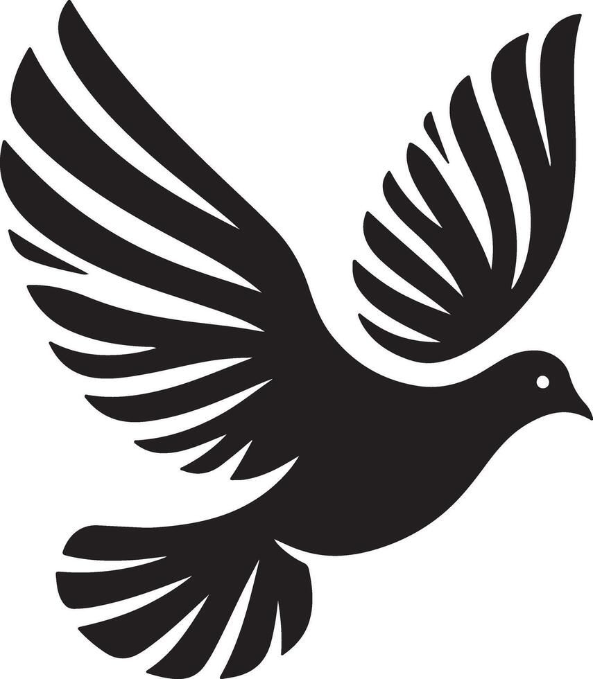 Flying Dove silhouette Pigeon black icon on white background vector