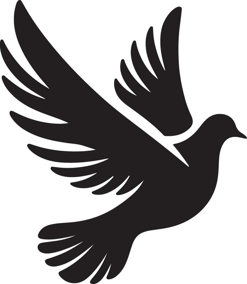 Flying Dove silhouette Pigeon black icon on white background vector