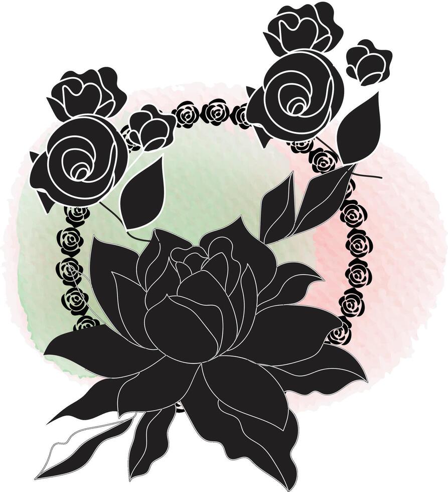 realistic hand drawn flowers with blank banner vector